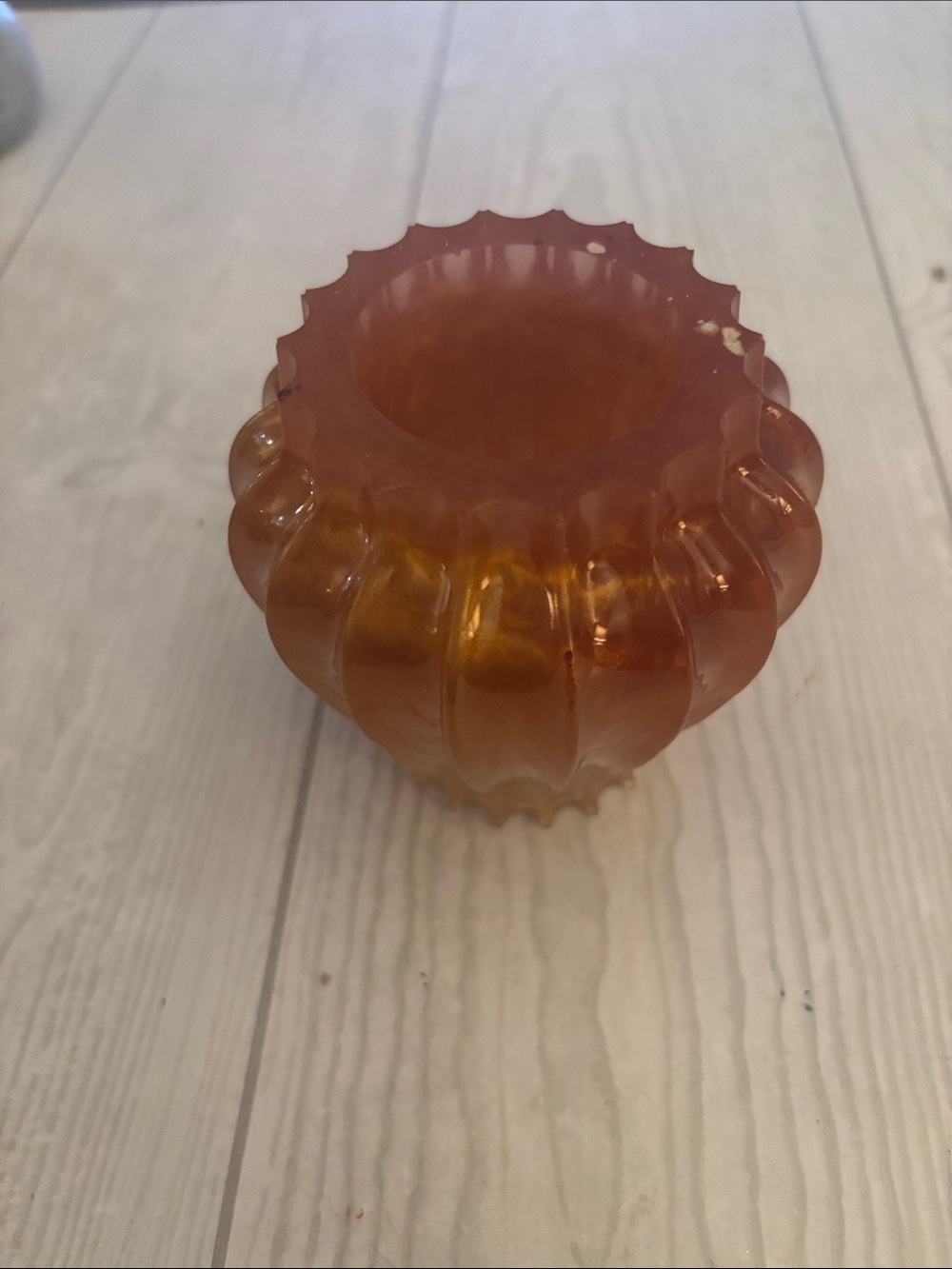 Amber Ruffled resin Votive Holder - Unbranded